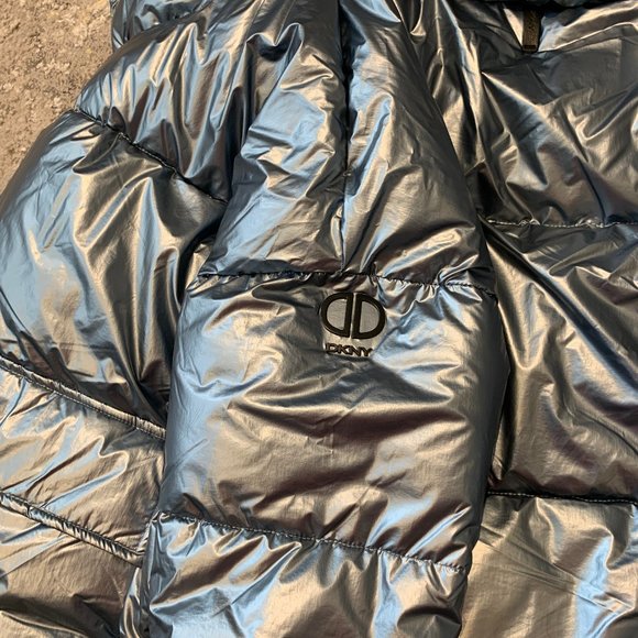 DKNY - Puffer Coat - Silver/Blue - Size Large - Picture 11 of 15
